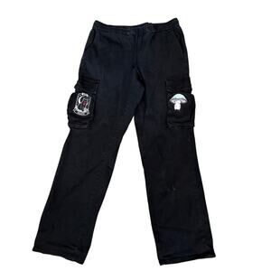 Hot Topic Cargo Pants Tarot Cat Mushroom Sz L Skater Goth Streetwear Halloween